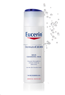 Eucerin DermatoClean Mild Cleansing Milk 200ml.สีฟ้า 